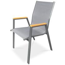 AUTRONIC AZC-S1050 GREY Židle zahradní šedý textilen, šedá kovová konstrukce, područky polywood v de