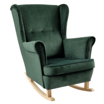 KONDELA Hojdacie kreslo ušiak, zelená/buk, TEJA