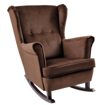 KONDELA Hojdacie kreslo ušiak, hnedá/orech, TEJA