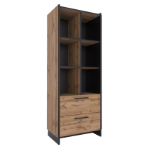 KONDELA Otvorený regál, dub wotan/čierna, AMONI 2S