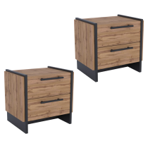 KONDELA Nočný stolík, set 2 ks, dub wotan/čierna, AMONI 2S