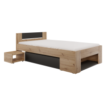 KONDELA Posteľ s úložným priestorom, 120x200, dub artisan/antracit, UNIS