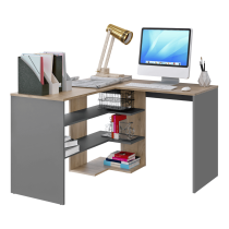 KONDELA Rohový PC stôl, dub artisan/grafit, TAMARI