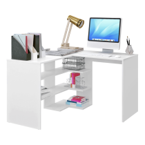 KONDELA Rohový PC stôl, biela, TAMARI