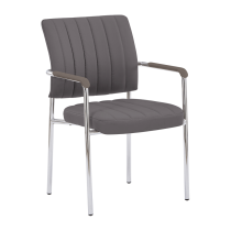 KONDELA Zasadacia stolička, sivohnedá Taupe, ekokoža/chróm, FLORIN