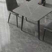 KONDELA Jedálenský stôl, sivý mramor/čierna, 121x71 cm, FLORENC TYP 1
