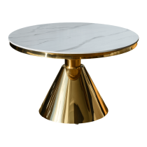 KONDELA Konferenčný stolík, zlatá/biely mramor, GREIS TYP 2