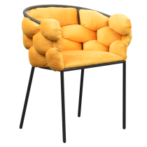 KONDELA Jedálenské kreslo, žltá Velvet látka/čierna, DOROTA