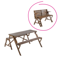 KONDELA Záhradný stôl/lavička, 2v1, hnedá, ZAGIR