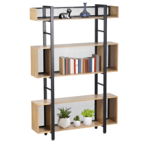 KONDELA 3-policový regál, dub/čierna, KILIS NEW TYP 3