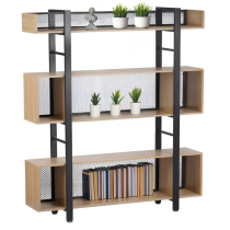 KONDELA 3-policový regál, dub/čierna, KILIS NEW TYP 4