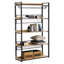 KONDELA 5-policový regál, dub/čierna, KILOS NEW TYP 3