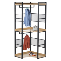 KONDELA Rohový regál s policou, dub/čierna, KILOS NEW TYP 5