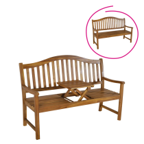 KONDELA Záhradná lavička so stolíkom, akáciové drevo, TAIMA