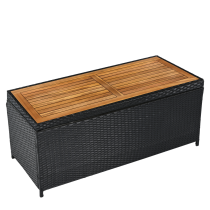 KONDELA Záhradný úložný box/lavica, čierna/prírodná/krémová, BEMUS