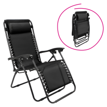 KONDELA Záhradné polohovacie kreslo, čierna, GERALD NEW