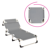 KONDELA Záhradné lehátko, sivá/béžová, BOVRY