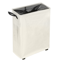 KONDELA Skladací kôš na bielizeň s kolieskami, béžová, PRIOR