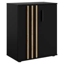 KONDELA Komoda, 2D, čierna/dub artisan, TOLIS TYP 1