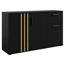 KONDELA Komoda, 3D1S, čierna/dub artisan, TOLIS TYP 2