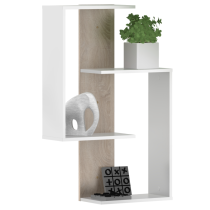 KONDELA Závesná polica, biela/dub sonoma, VALPA