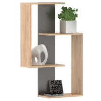 KONDELA Závesná polica, dub artisan/grafit, VALPA