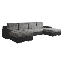 KONDELA Univerzálna sedacia súprava, ekokoža čierna/sivý melír, TOLITA U UNI