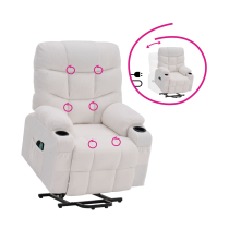 KONDELA Masážne polohovacie kreslo, biela, HUDSON