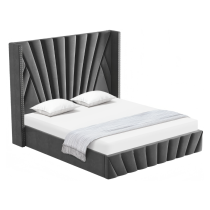 KONDELA Posteľ s roštom, 180x200, tmavosivá Velvet látka, PENELOPE