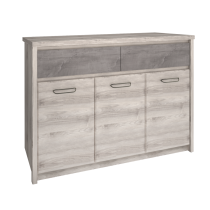 KONDELA Komoda 3D2S, gaštan nairobi/onyx, JESI NEW