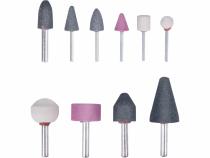 Brúsne telieska, 10-dielna sada, stopka 5x Ø6mm + 5x Ø3mm