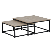 KONDELA Konferenčné stolíky, set 2 ks, dub sonoma/čierna, KASTLER 2 NEW TYP 1