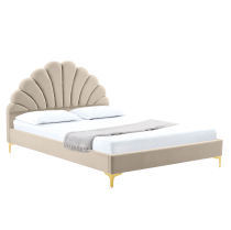KONDELA Posteľ s roštom, 160x200, béžová Velvet látka, ISADORA
