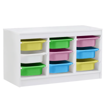 KONDELA Organizér s úložnými boxami, biela/mix farieb, TRIMAL