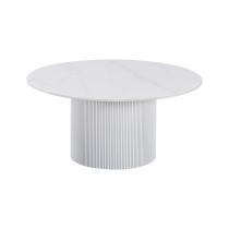 KONDELA Konferenčný stolík, biely mramor/MDF, priemer 80 cm, MAHIR TYP 1