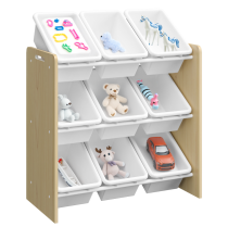 KONDELA Organizér/regál na hračky, prírodná/biela, BOIS