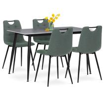 AUTRONIC ASE-1001 GRN2 Jídelní set 1+4, stůl 130x70, deska slinutý kámen v imitaci šedého matného mr
