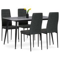 AUTRONIC ASE-1003 BK2 Jídelní set 1+4, stůl 130x70, deska slinutý kámen v imitaci šedého matného mra