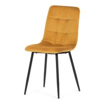 AUTRONIC CT-281 YEL4 Židle jídelní, žlutá sametová látka, nohy černý kov