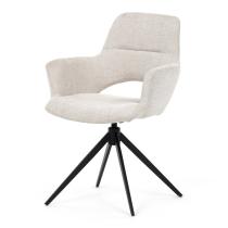 AUTRONIC DCH-D1320 CRM2 Židle jídelní, krémová látka, 360° vratný mechanismus, černý kov