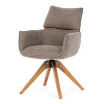 AUTRONIC DCH-D1348 LAN2 Židle jídelní, lanýžová látka, 360° vratný mechanismus, masiv jasan