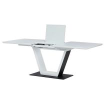 AUTRONIC HT-D1931 WT Stůl jídelní rozkládací 160+50x80x76,5, bílý matný lak, tvrzené sklo,