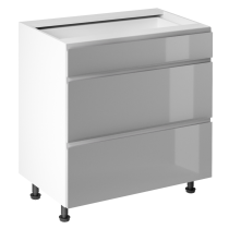 KONDELA Spodná skrinka, biela/sivá extra vysoký lesk HG, AURORA D80S3