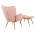 KONDELA Kreslo s podnožou, ružová Velvet látka/dub, HABEN