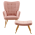 KONDELA Kreslo s podnožou, ružová Velvet látka/dub, HABEN