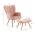 KONDELA Kreslo s podnožou, ružová Velvet látka/dub, HABEN