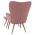 KONDELA Kreslo s podnožou, ružová Velvet látka/dub, HABEN