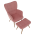KONDELA Kreslo s podnožou, ružová Velvet látka/dub, HABEN