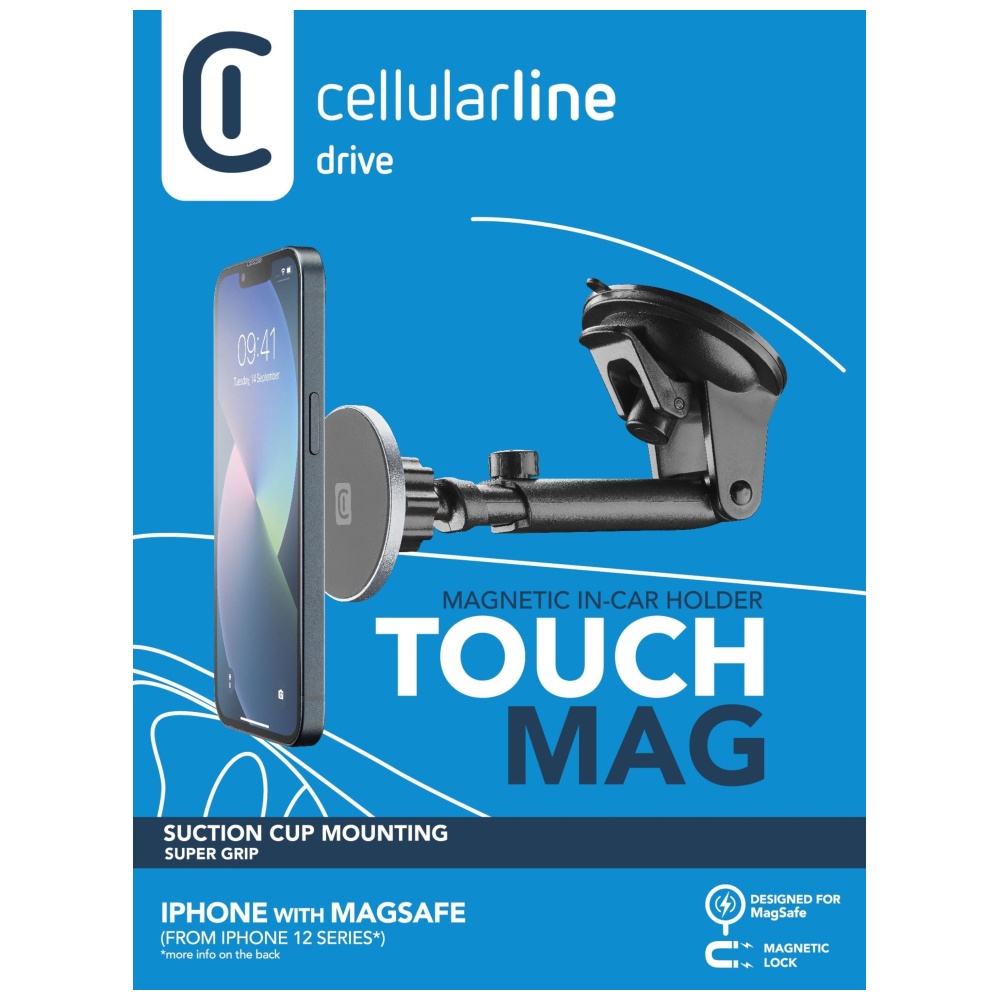 CELLULARLINE MAGSFHOLDERWINDK MAGN. DRZ. TOUCH MAG SUCTION CUP S PRISAVKOU NA SKLO, MAGSAFE, CIERNY posledný kus
