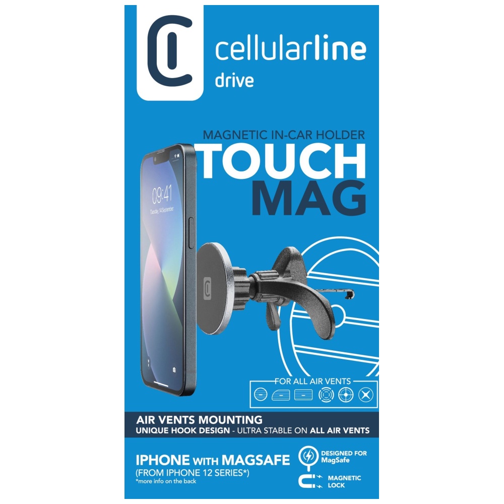 CELLULARLINE MAGSFHOLDERVENT2K MAGN. DRZ. TOUCH MAG AIR VENTS S PODP. MAGSAFE, CIERNY posledný kus